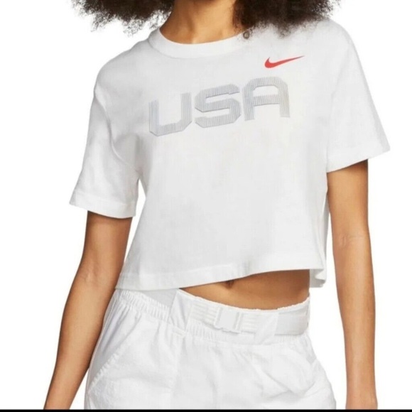 Nike White USA Crop Top XL - Picture 1 of 6